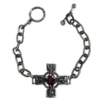 Armband mit keltischem Kreuz und Hessonit Granat